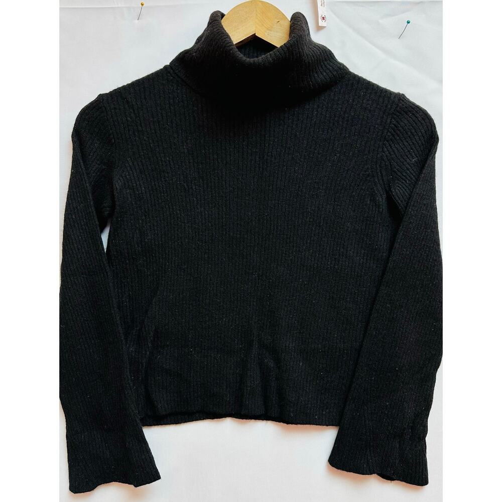 Madewell Ribbed Long sleeve Turtleneck Crop Top Women's Size XSmall Black XS